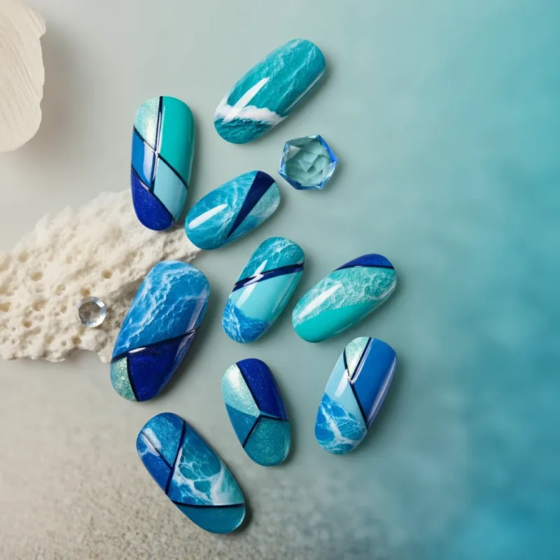 Summer Nails idea Ocean Blues Summer Nails 2025 | Trends, Colors, and Care Tips